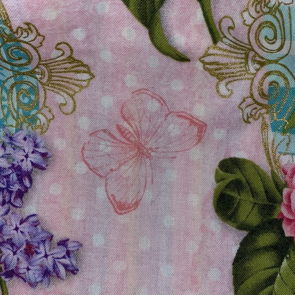 Homemade handbag, purse, satchel w/ bamboo handles & vintage style fabric - Picture 5 of 8